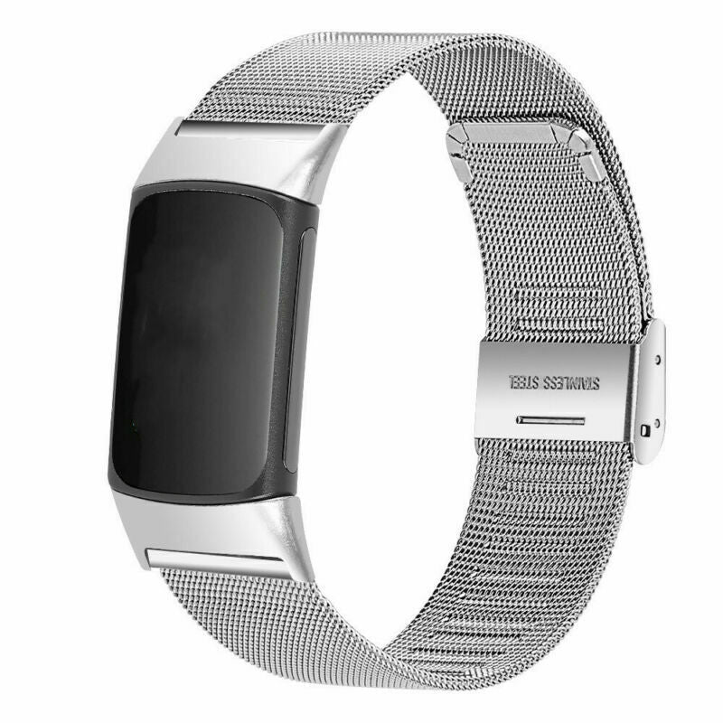 Silver Metal Strap for Charge 6 Fitbit Watch FitStrapsUK