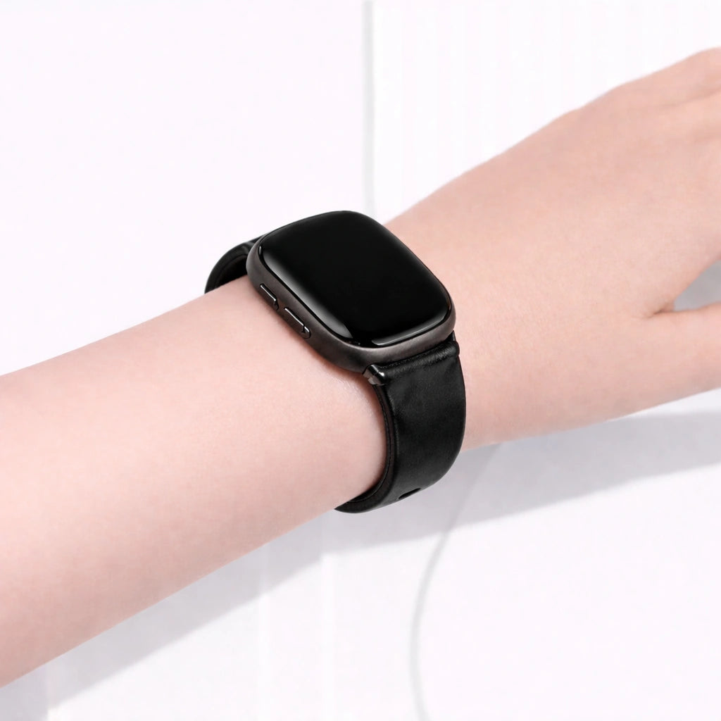 Black Leather Strap for Fitbit Versa 3