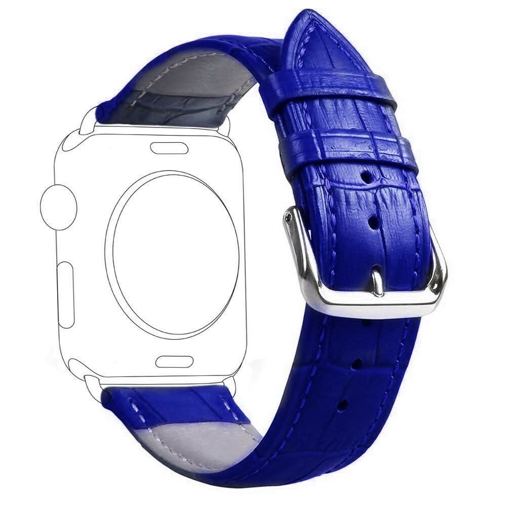 Blue Crocodile Leather Apple Watch Strap FitStrapsUK