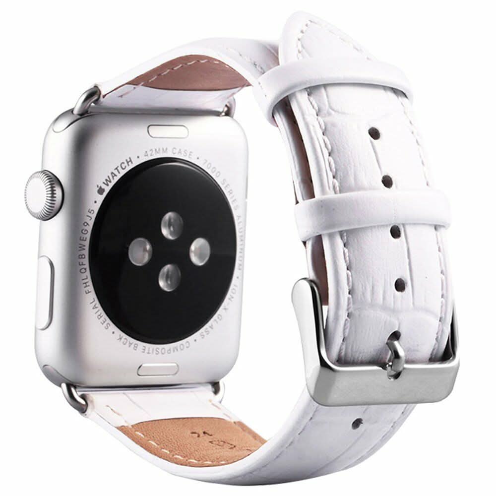 White Crocodile Leather Apple Watch Strap FitStrapsUK