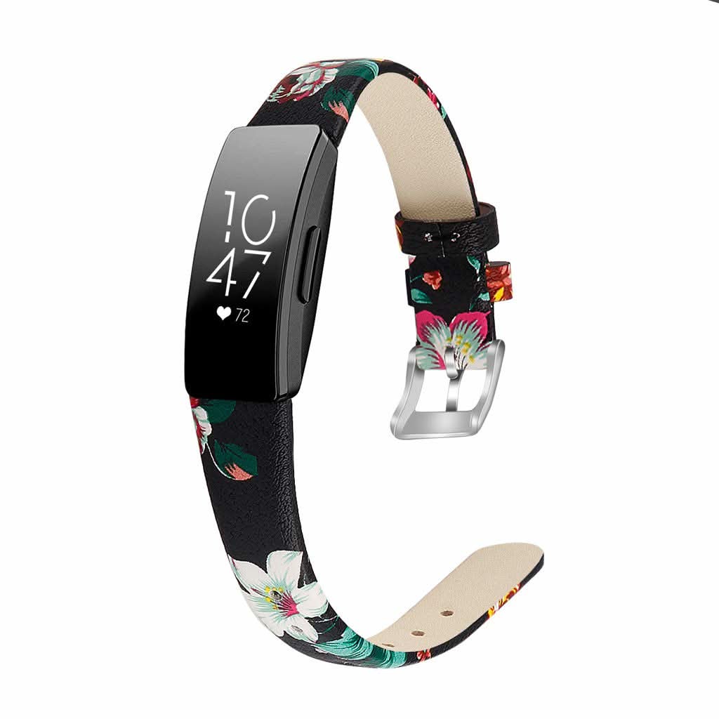 Black/Red Leather Band for Fitbit Inspire