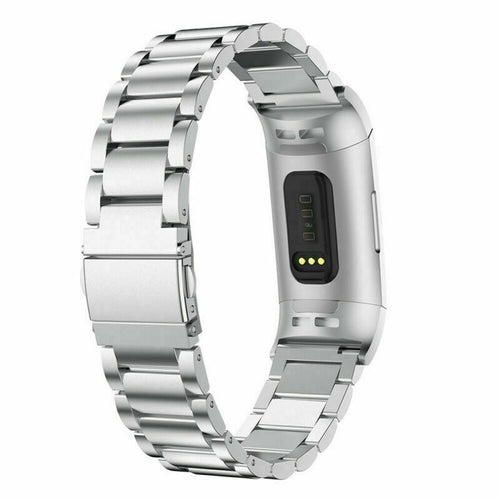 Silver Stainless Steel Strap for Fitbit Charge 3