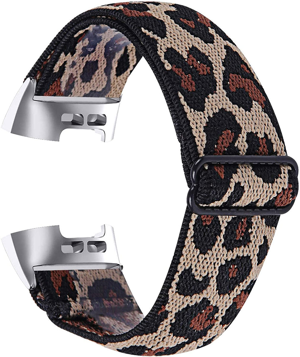 Leopard Print Nylon Elastic Strap for Fitbit Charge 4 FitStrapsUK