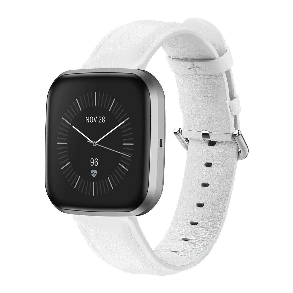 White Leather Strap for Fitbit Sense – FitStrapsUK