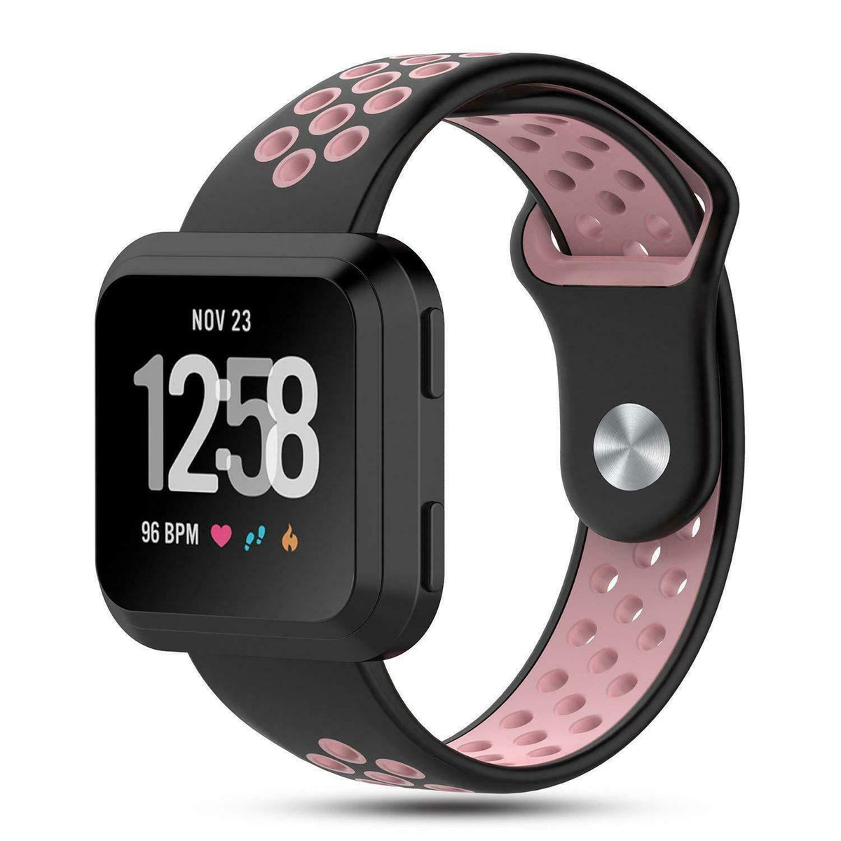 Fitbit versa black on sale with pink band