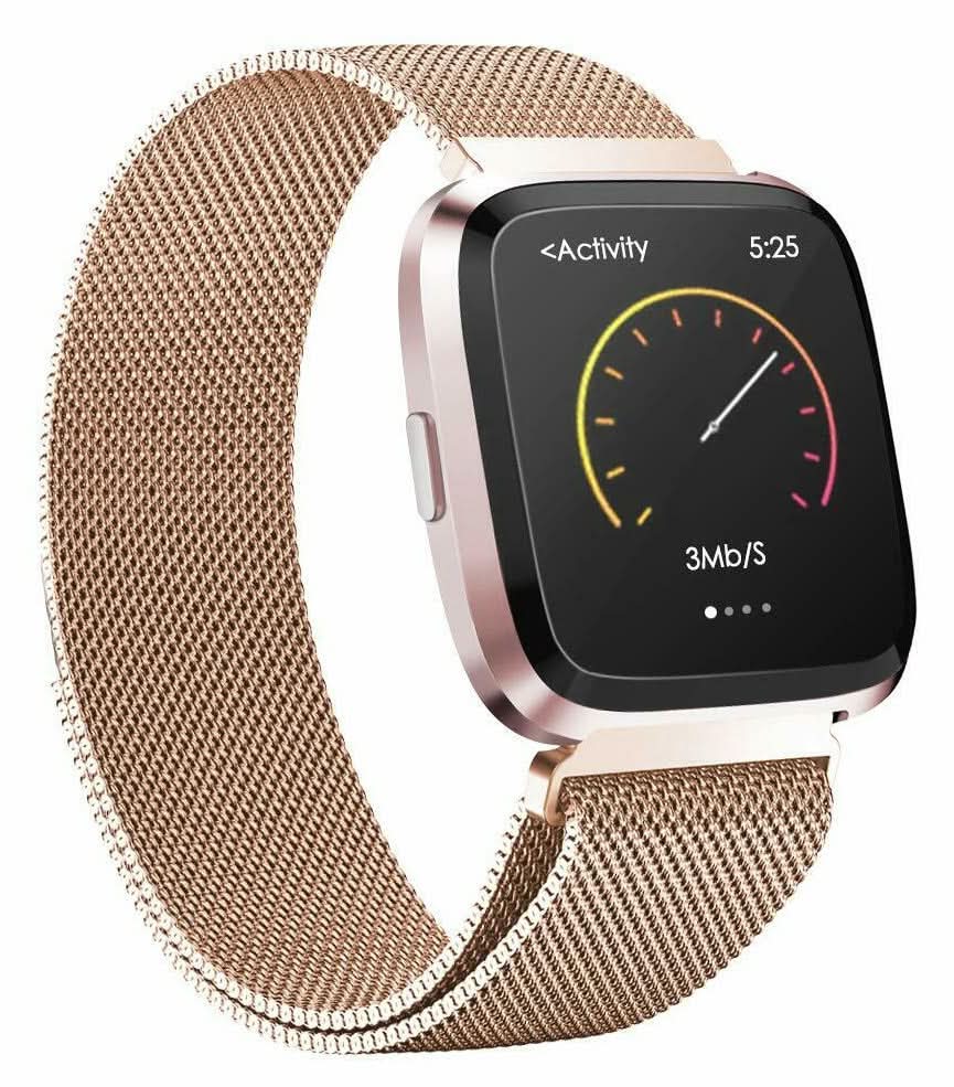 Rose Gold Metal Fitbit Versa Strap Stylish Metallic Watch Band