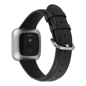 Black Leather Strap for Fitbit Versa 4