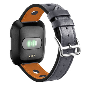 Grey Leather Strap for Fitbit Versa Lite