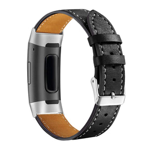 Black Leather Fitbit Charge 5 StrapÂ