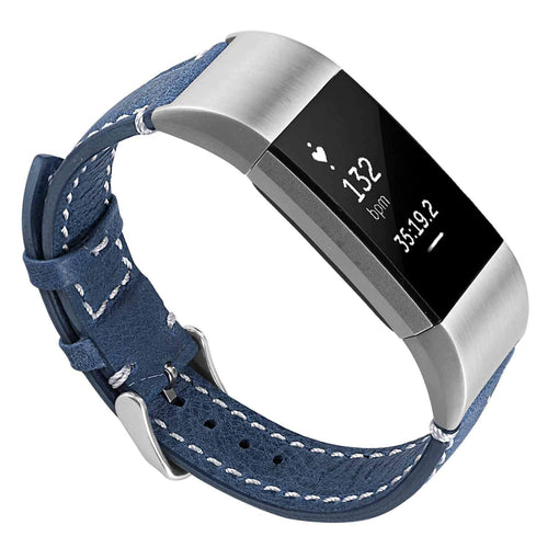 Blue Leather Fitbit Charge 5 Strap