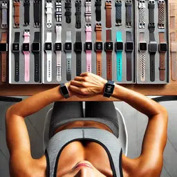 A lady studies a large range of options when looking to find the correct Fitbit strap sizes