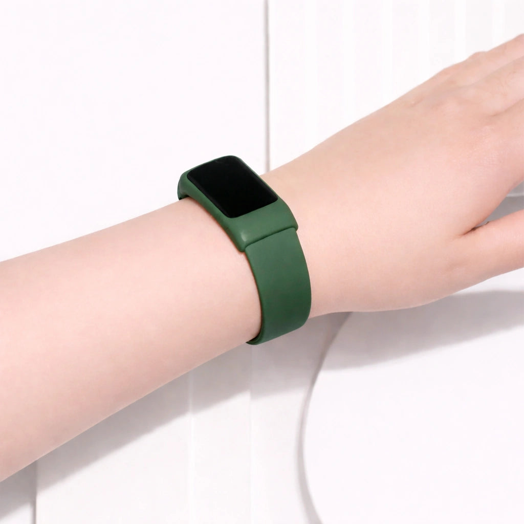 Pine green wristband for Fitbit Charge 5 worn on wrist for everyday use