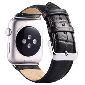 Black Crocodile Leather Apple Watch Strap