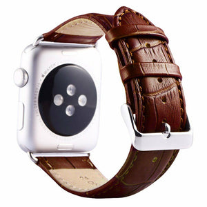 Brown Crocodile Leather Apple Watch Strap 44mm