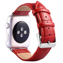 Red Crocodile Leather Apple Watch Strap 44mm