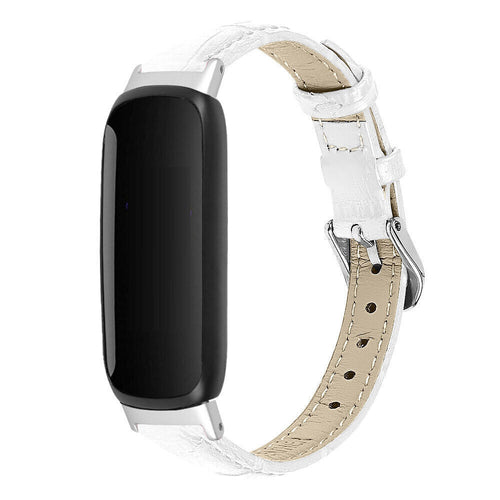 White Leather Fitbit Inspire 3 Strap