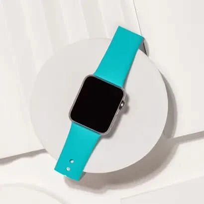 Apple Watch SE strap in mint, made from soft silicone and designed for all-day comfort.