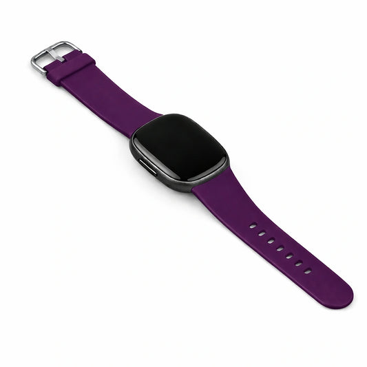 Replacement band for Fitbit Versa 3 in dark purple silicone with adjustable buckle