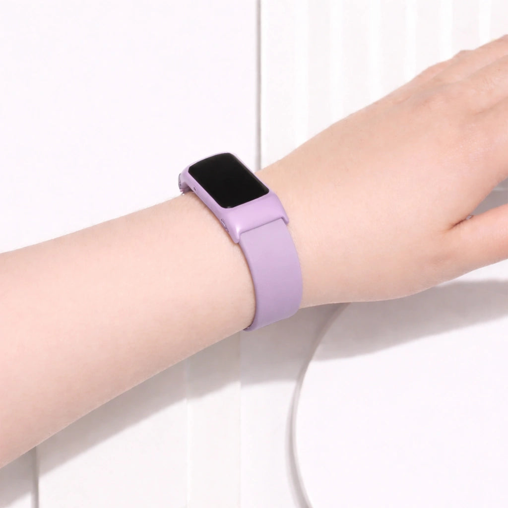 Light purple wristband for Fitbit Charge 5 worn on wrist for a soft everyday style