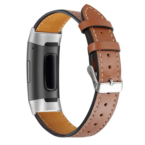 Dark Brown Leather Strap for Fitbit Charge 6