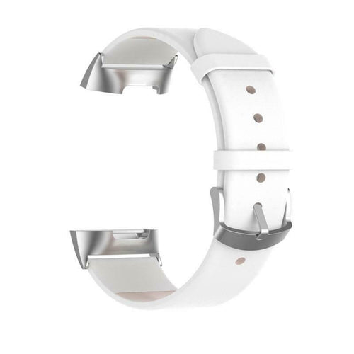 White Leather Strap for Fitbit Charge 6