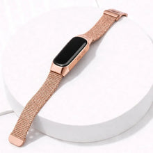 Rose gold mesh strap for Fitbit Inspire 2 with milanese-style stainless steel finish