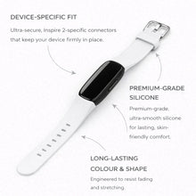 White silicone strap for Fitbit Inspire 2 with secure device-specific connectors