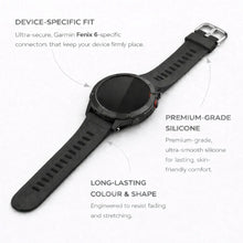 Garmin Fenix 6 straps black silicone with device-specific fit and durable design
