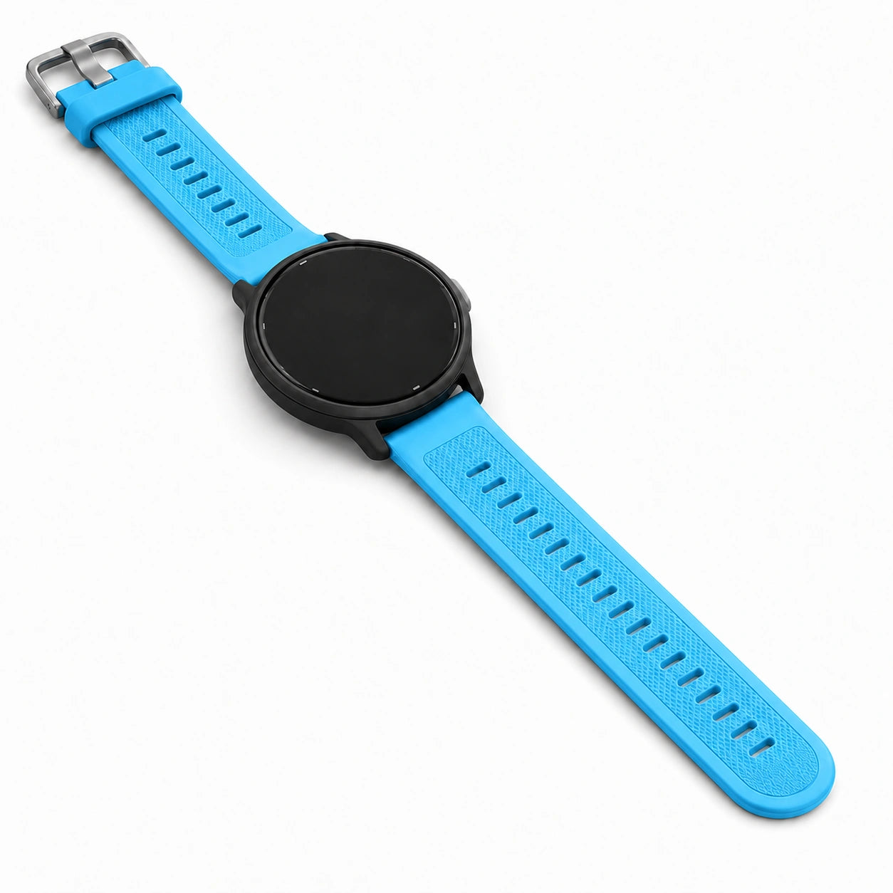 Light blue replacement watch strap compatible with the Garmin Forerunner 165 smartwatch.