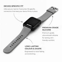 Grey silicone strap for Garmin Forerunner 35 with device-specific fit and premium material