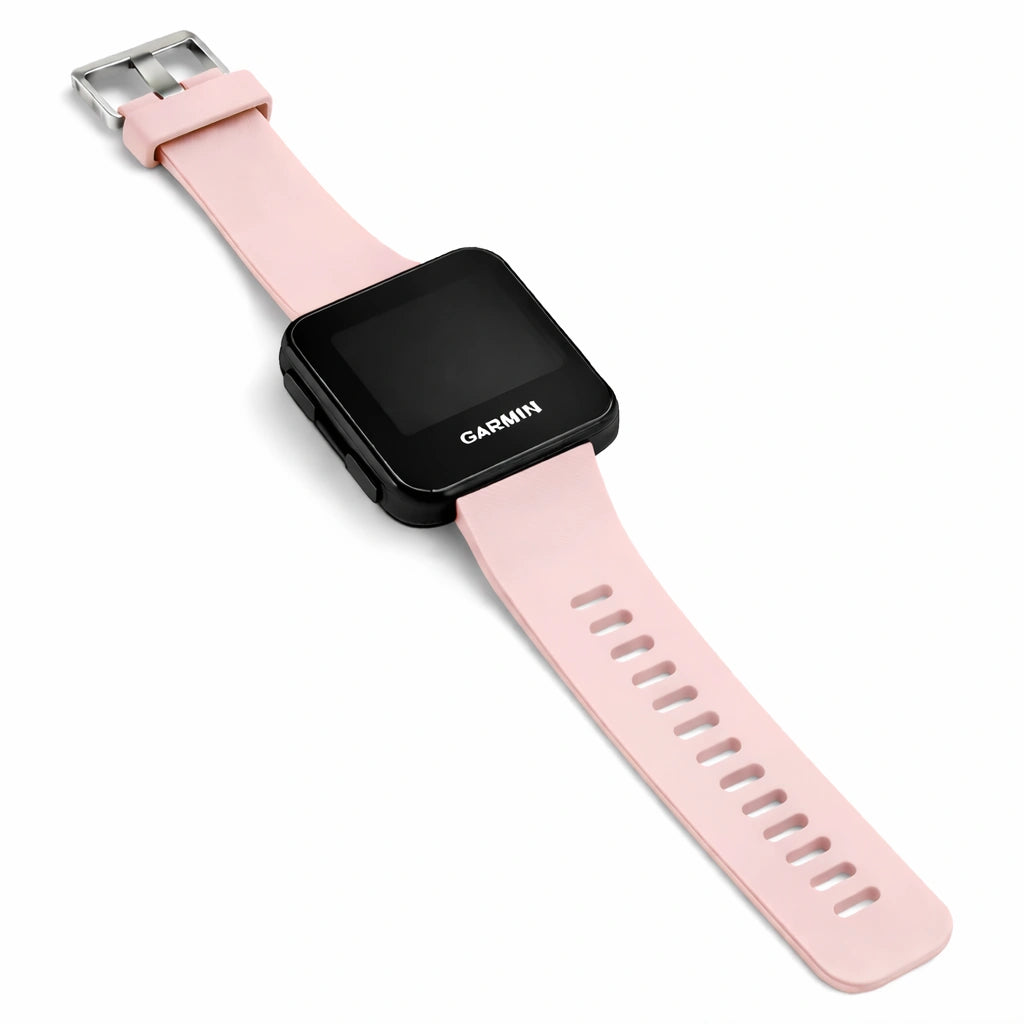 Light pink silicone strap for Garmin Forerunner 35 with device-specific fit