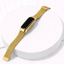 Gold metal Milanese strap for Fitbit Inspire 2 with stainless steel mesh design