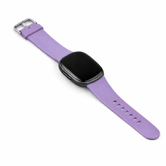 Light purple silicone wristband for Fitbit Sense 2 displayed on a clean white background