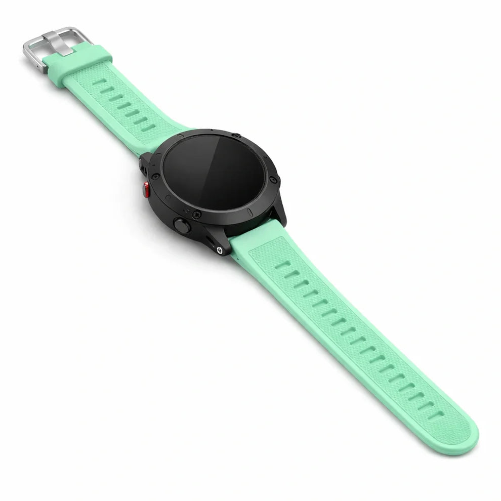 Mint Garmin Fenix 8 silicone watch strap replacement band with textured finish and secure buckle