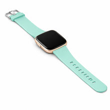 Mint silicone Fitbit Versa 2 watch strap with buckle and adjustable fit