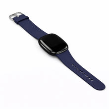 Navy blue silicone watch strap for Fitbit Sense 2 displayed in a clean flat lay