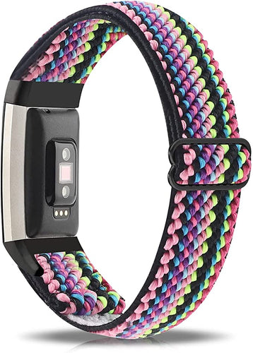 Pink/Rainbow Nylon Elastic Strap for Fitbit Luxe