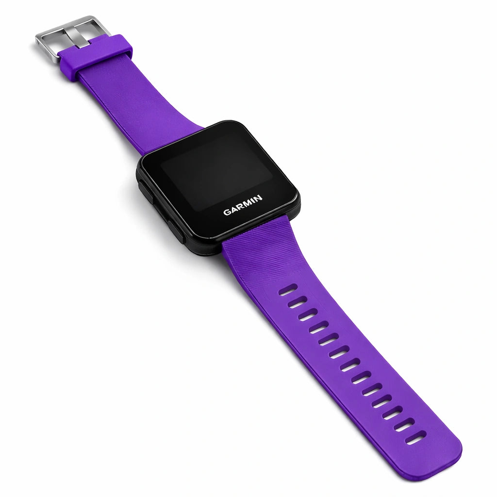 Replacement purple watch strap for Garmin Forerunner 35 with smooth silicone finish