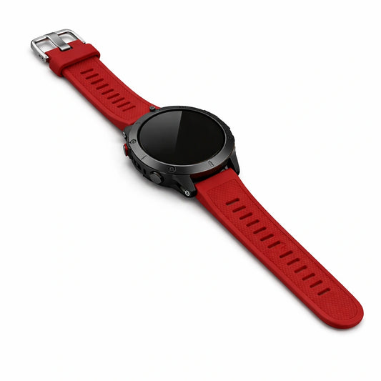 Red Garmin Fenix 6 watch strap durable silicone replacement design