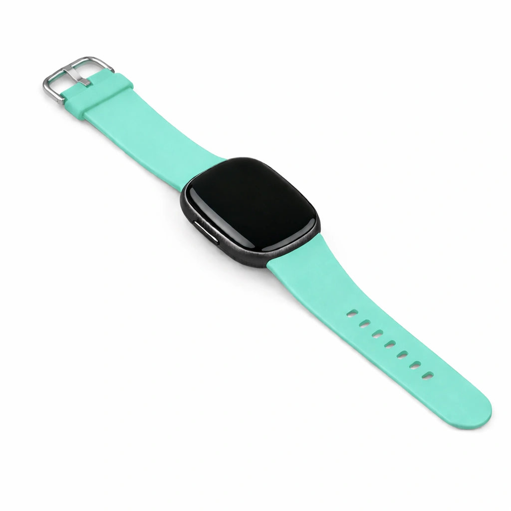 Teal silicone wristband designed specifically for Fitbit Sense 2