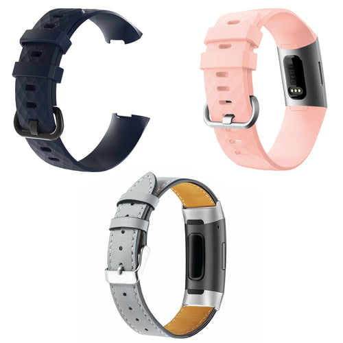 3 x Fitbit Charge 3 Straps Leather Refresh Bundle