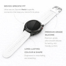 Garmin Fenix 6 white silicone strap with secure device-specific connectors