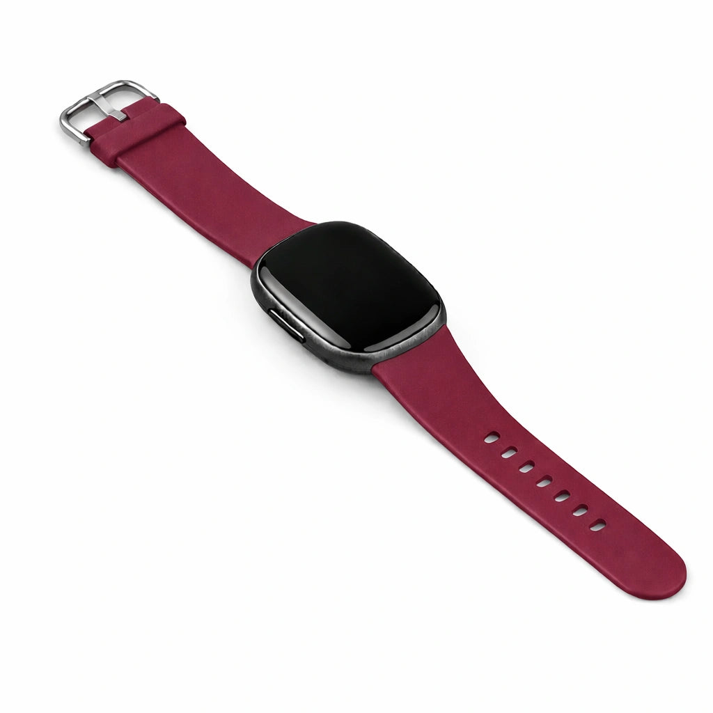 Wine red silicone strap designed for Fitbit Versa 3 smartwatch