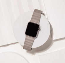 Grey 2 Part Leather Apple Watch Strap