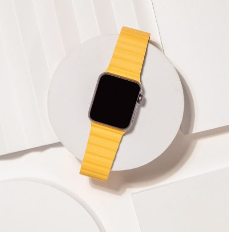 Yellow 2 Part Leather Apple Watch Strap