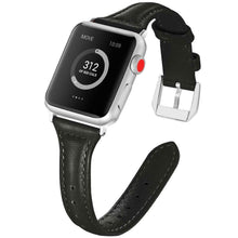 Black Slim Leather Apple Watch Strap