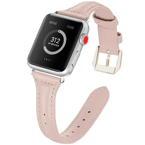 Rose Gold Slim Leather Apple Watch Strap