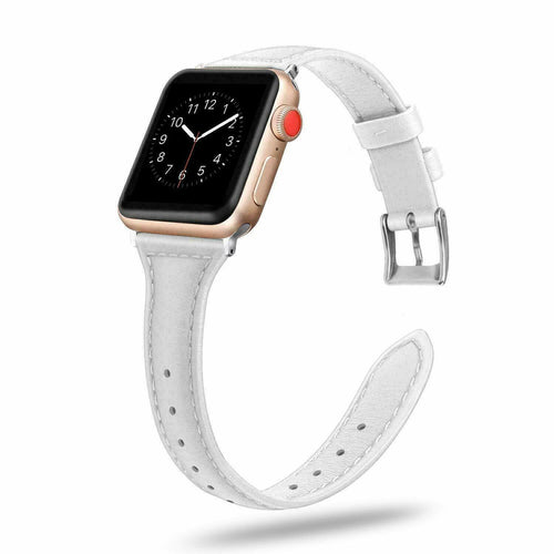 White Slim Leather Apple Watch Strap
