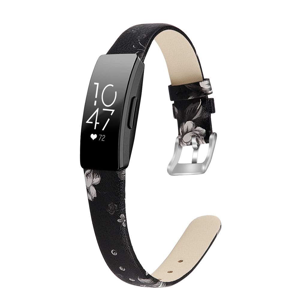 Black/Grey Leather Band for Fitbit Inspire