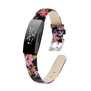 Black/Pink Leather Band for Fitbit Inspire